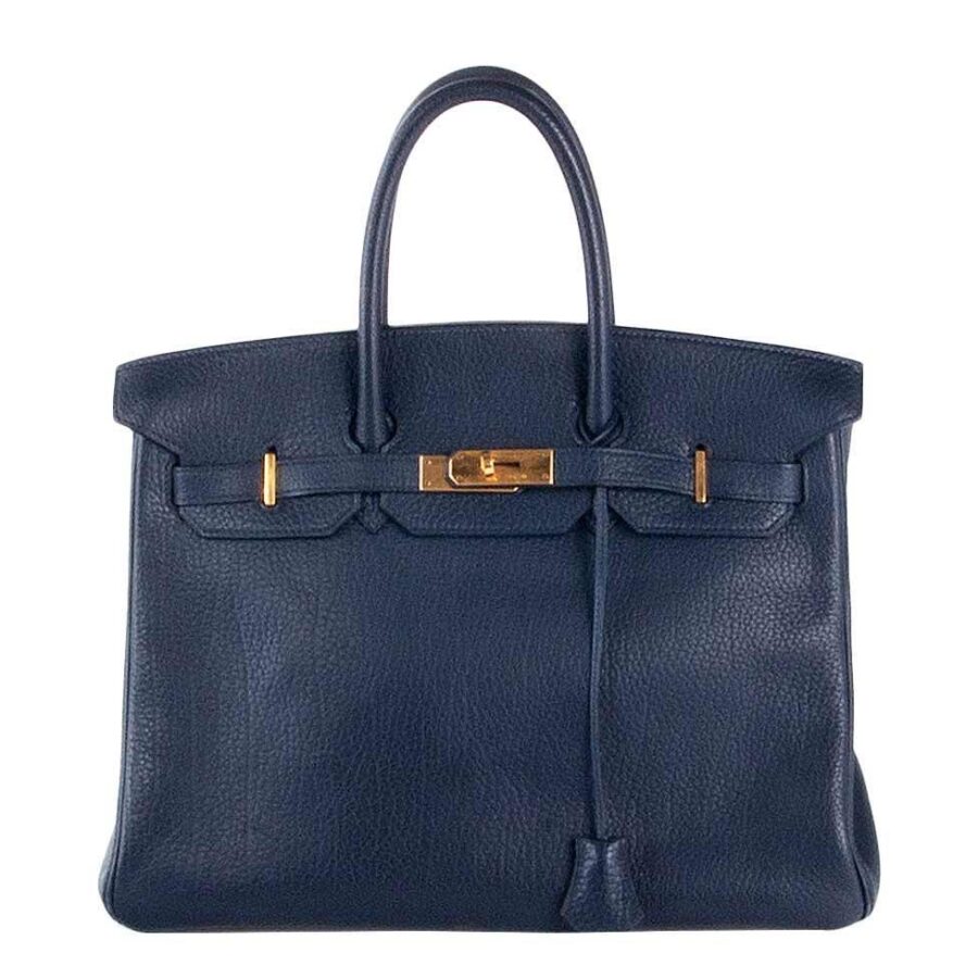 HermesBirkin 35 Navy Fjord Bag GHW | Studio Nafay