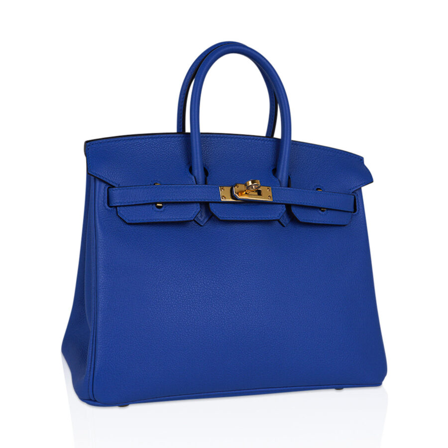 Hermes Birkin 25 Bag Blue Zellige Novillo Leather with Gold Hardware | Studio Nafay