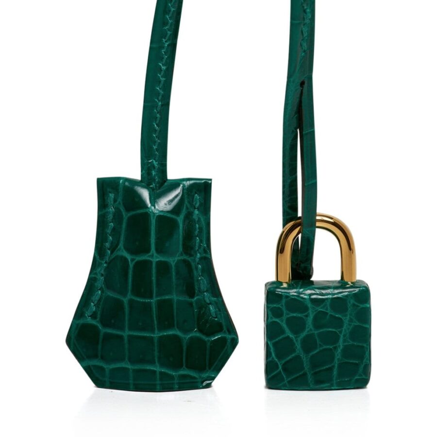 Hermes Birkin 25 Bag Emerald Crocodile Gold Hardware | Studio Nafay