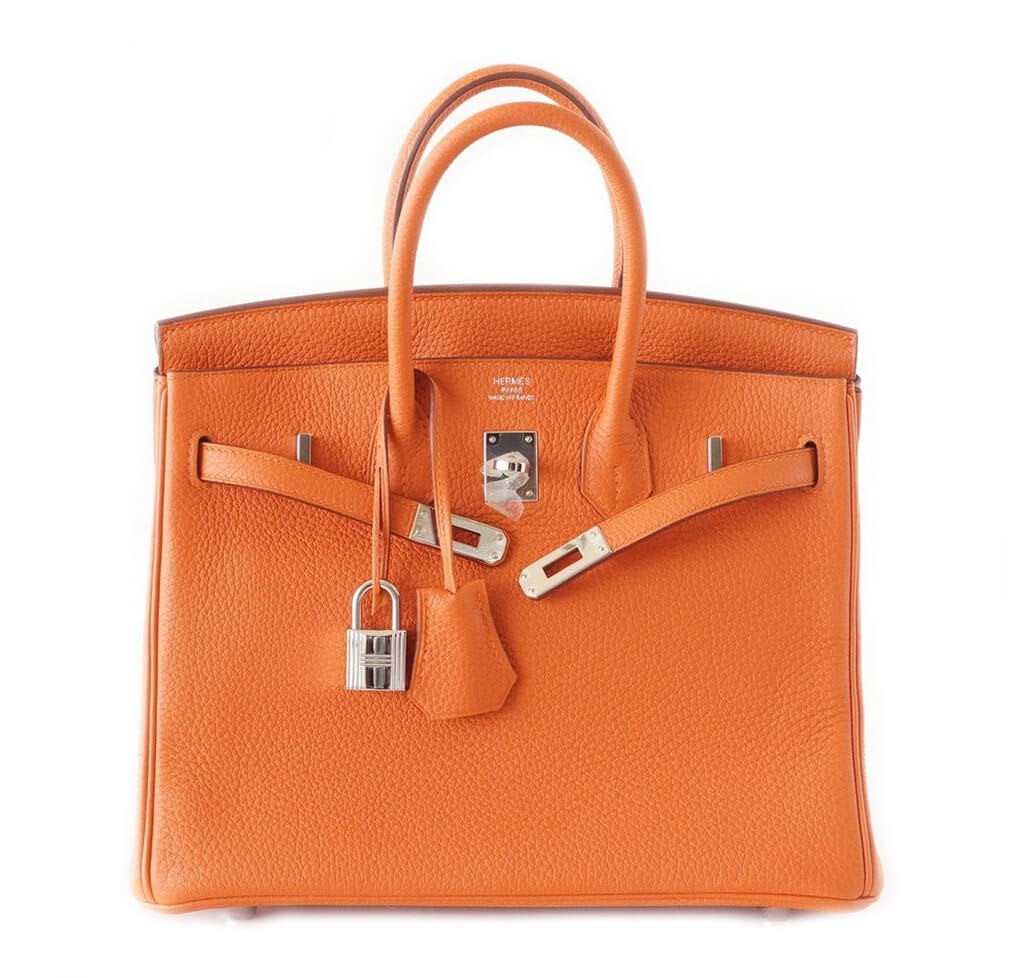 HermesBirkin 25 Bag H Orange Togo Leather