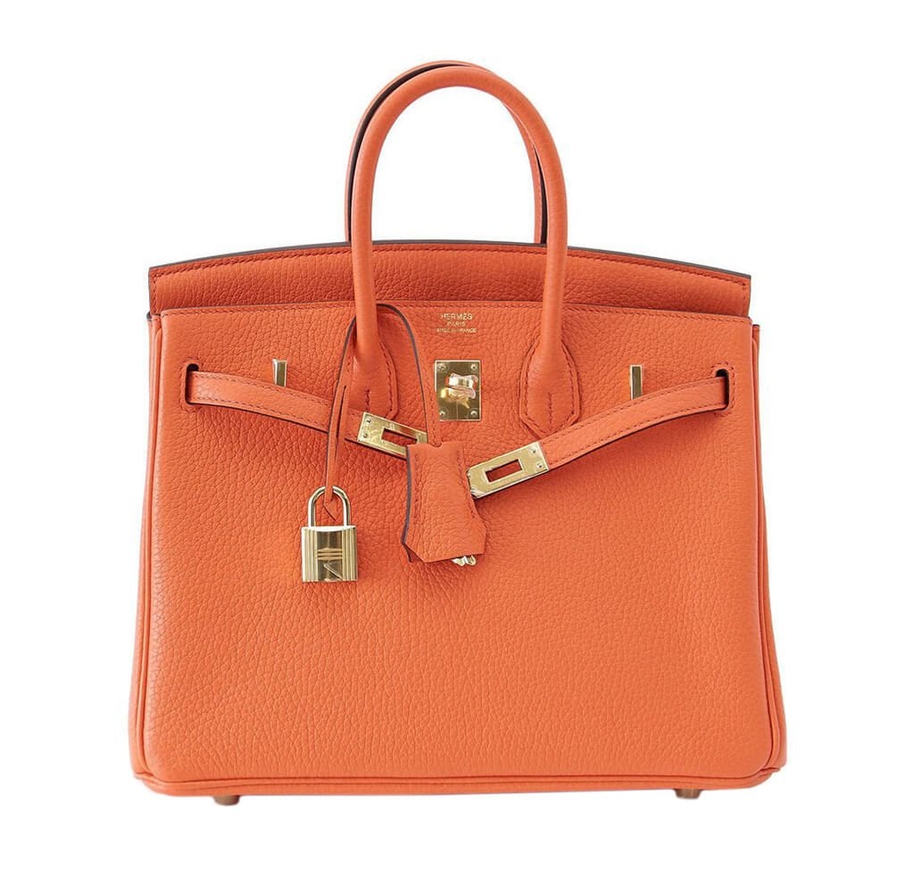 HermesBirkin 25 Bag Orange Poppy Gold Hardware
