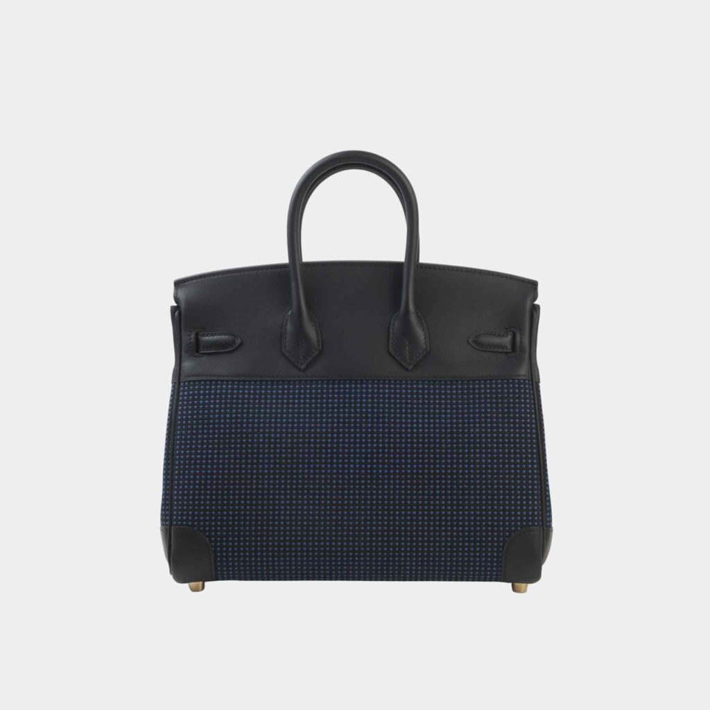 Birkin 25 Swift-Toile Quadrille Canvas Black/ Bleu Egee GHW - Product Image 2