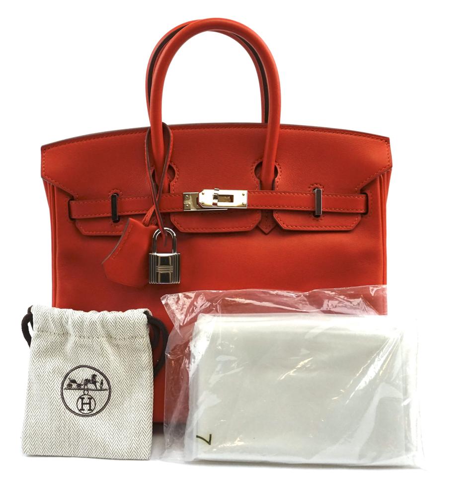 HermesBirkin Ultra Rare 25 25cm Elegant Handbag Small Tote Capucine Red with Orange Undertone Swift Leather Satchel