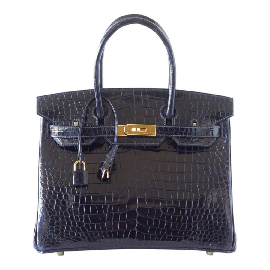 HermesBirkin 30 Bleu Marine Porosus Crocodile Bag | Studio Nafay