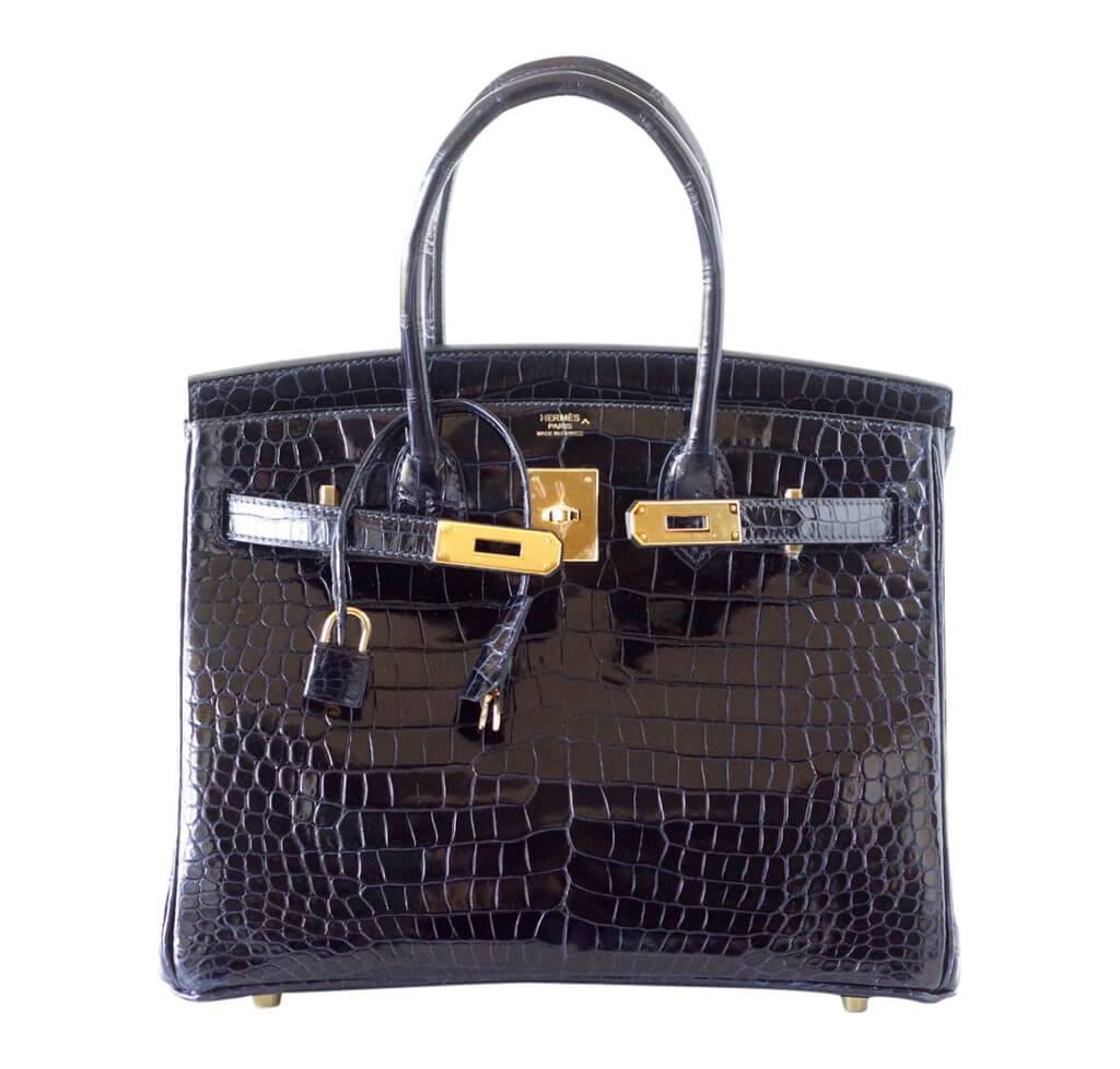 HermesBirkin 30 Bleu Marine Porosus Crocodile Bag