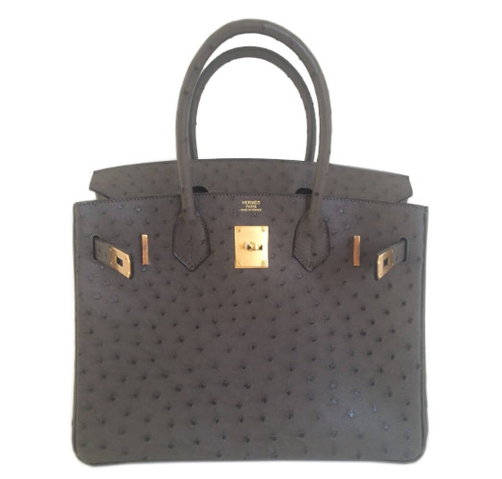 HermesBirkin 30 Ostrich Graphite Bag