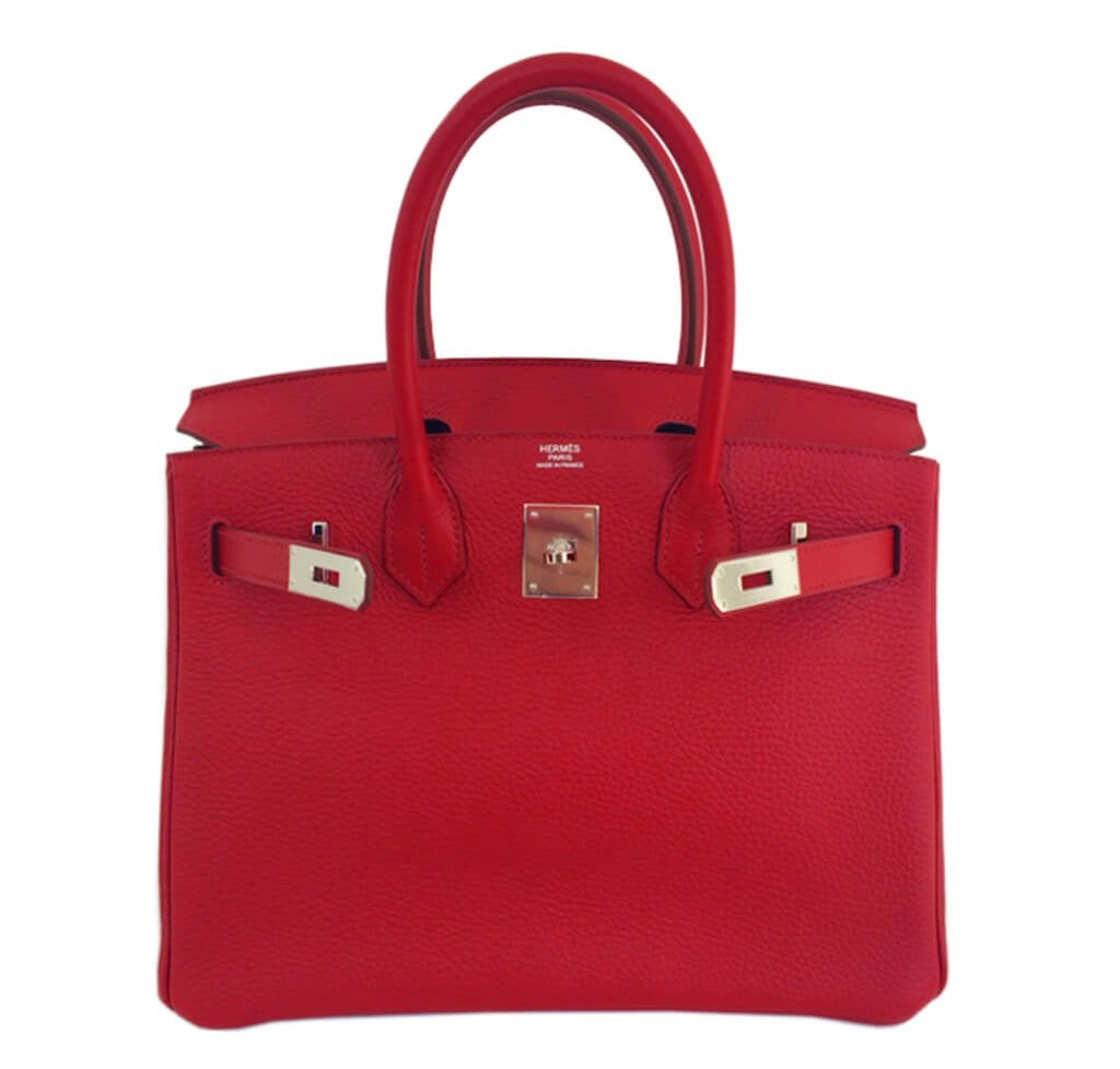 HermesBirkin 30 Rouge Garance Bag Togo