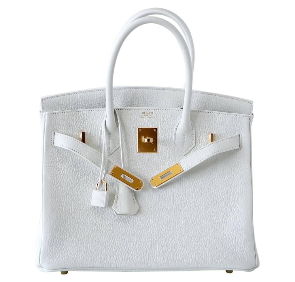 HermesBirkin 30 White Bag GHW