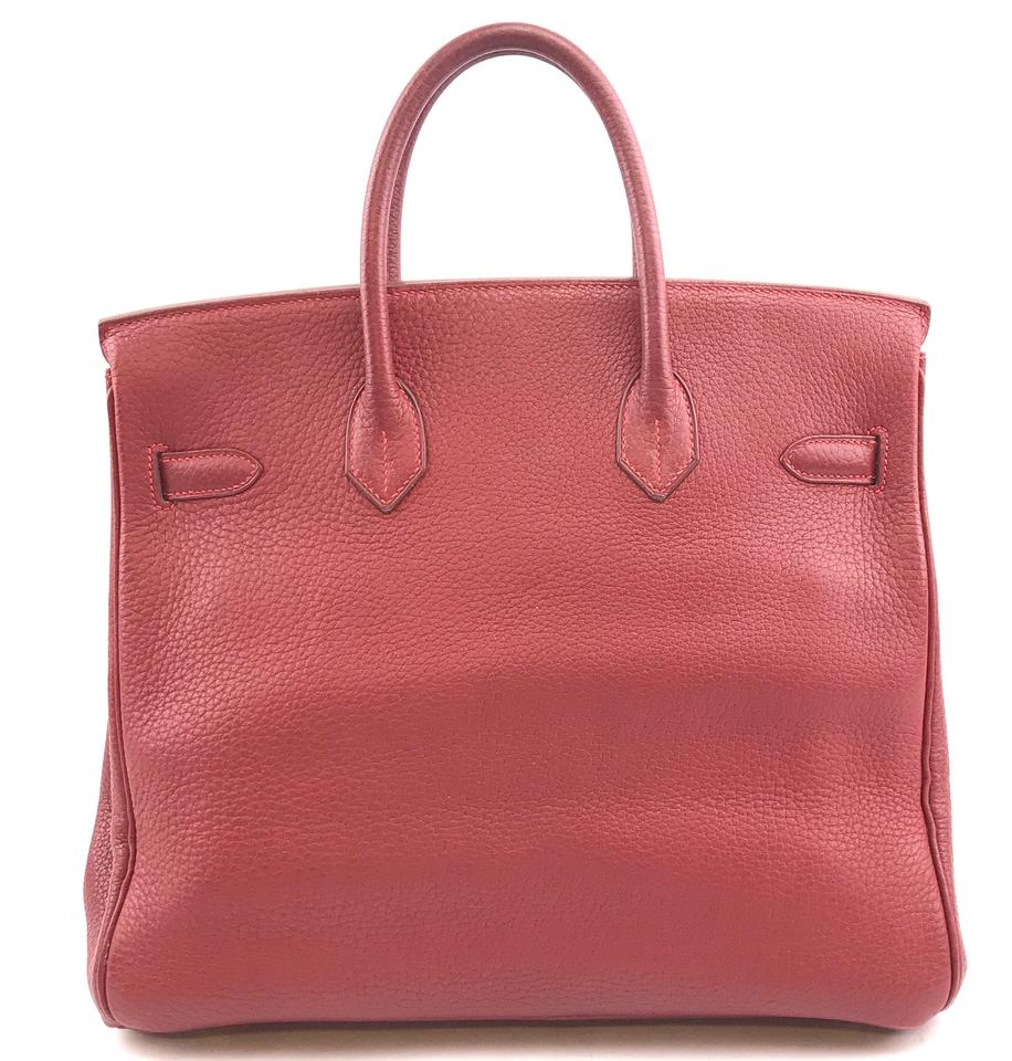 HermesBirkin Hac 32 32cm Cm Handbag Hand Tote Red Clemence Leather Satchel