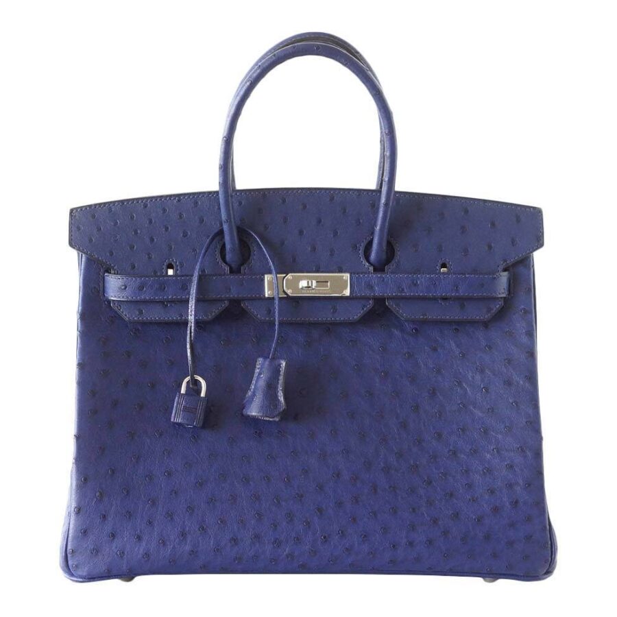 HermesBirkin 35 Blue Iris Ostrich Bag | Studio Nafay