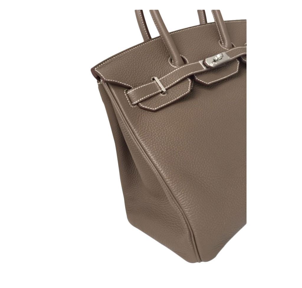 HermesBirkin 35 Etoupe Clemence Leather Bag
