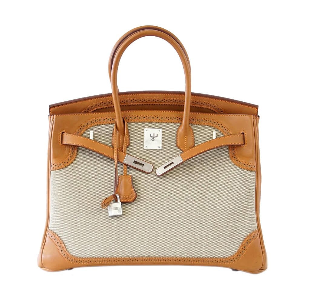HermesBirkin Ghillies 35 Bag Barenia Toile