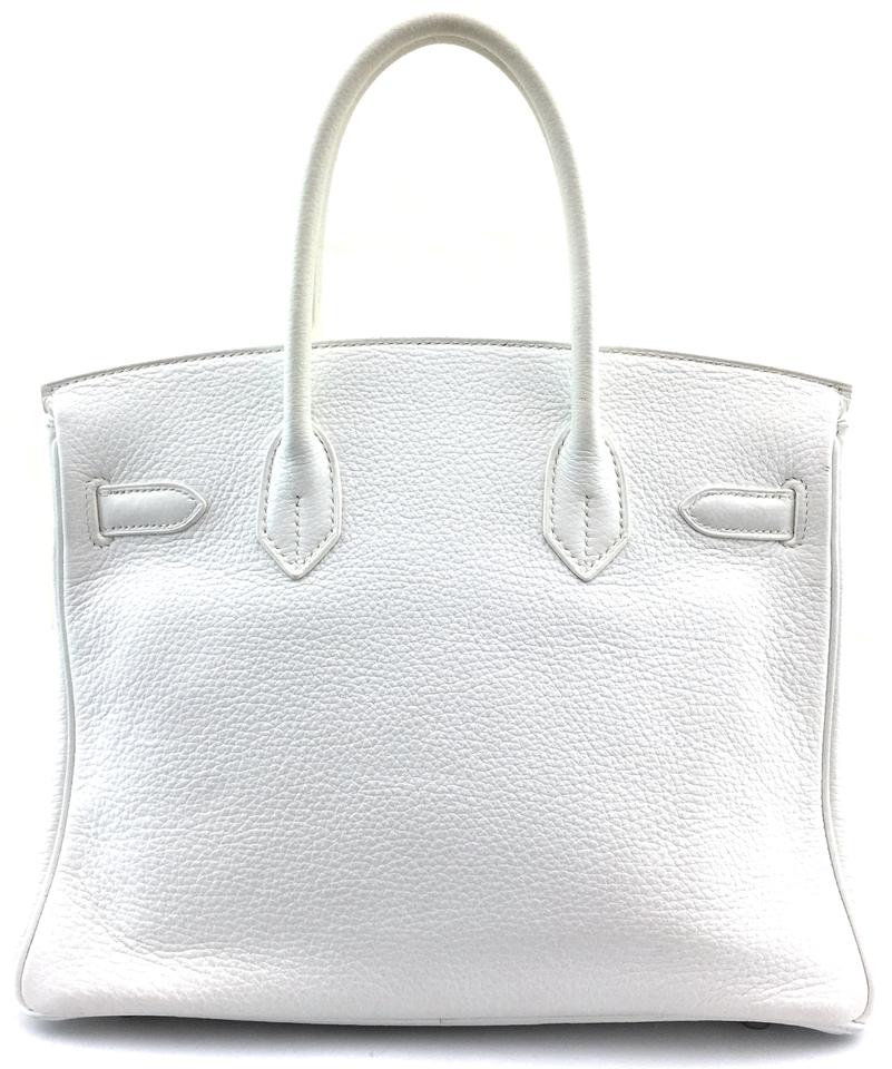 HermesBirkin Clemence 30 Cm Tote Shw White Leather Satchel
