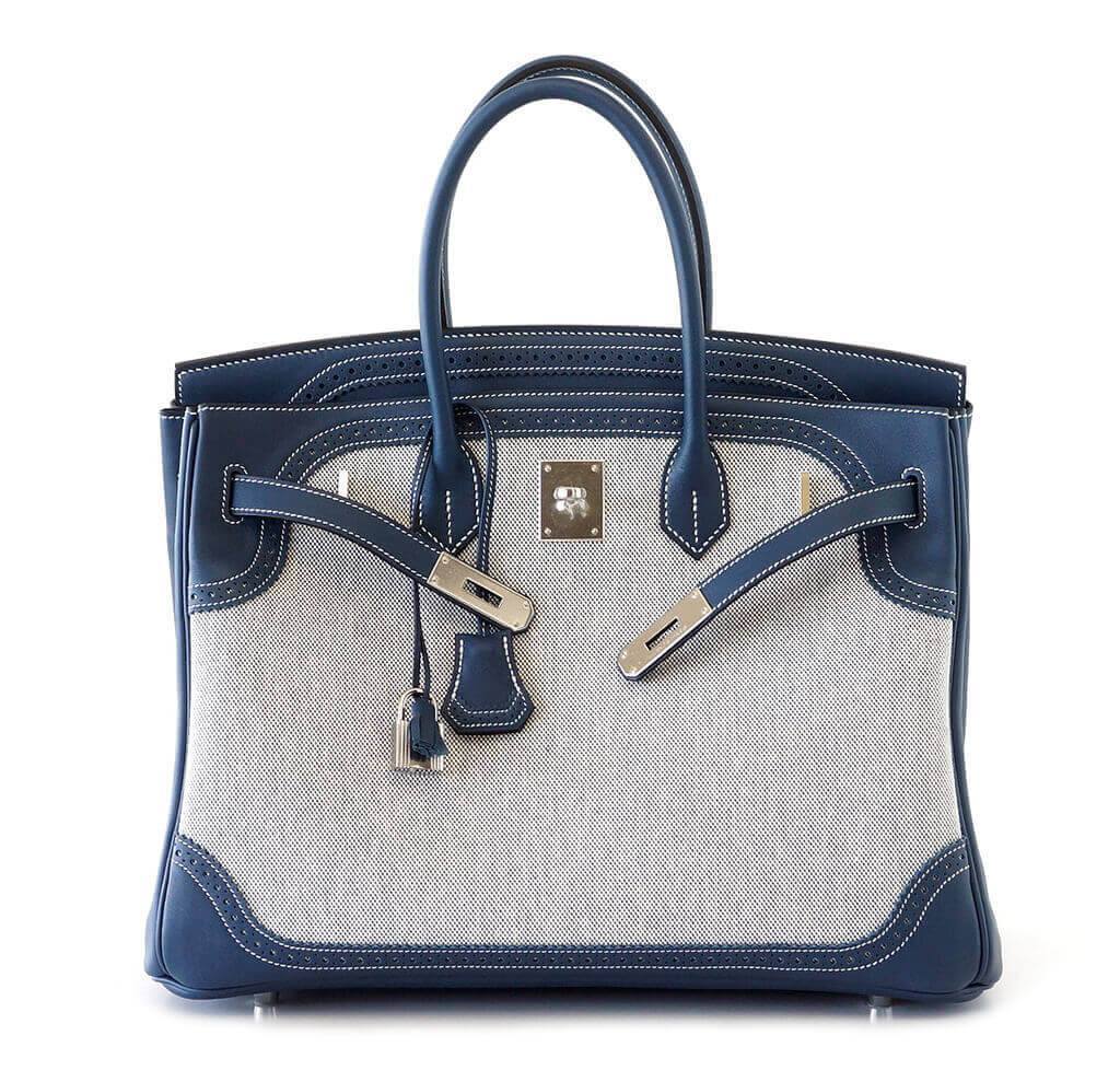 HermesGhillies Birkin 35 Blue Bag PHW