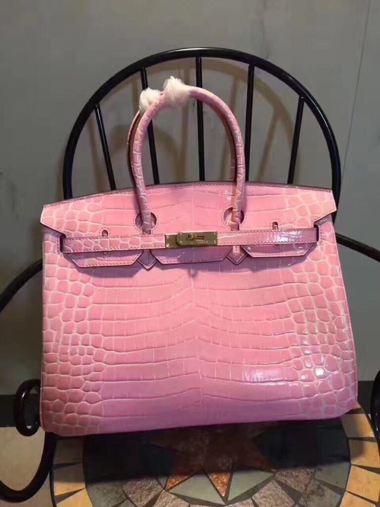 Hermes Birkin 35cm Crocodile Leather Handbag Pink Gold | Studio Nafay