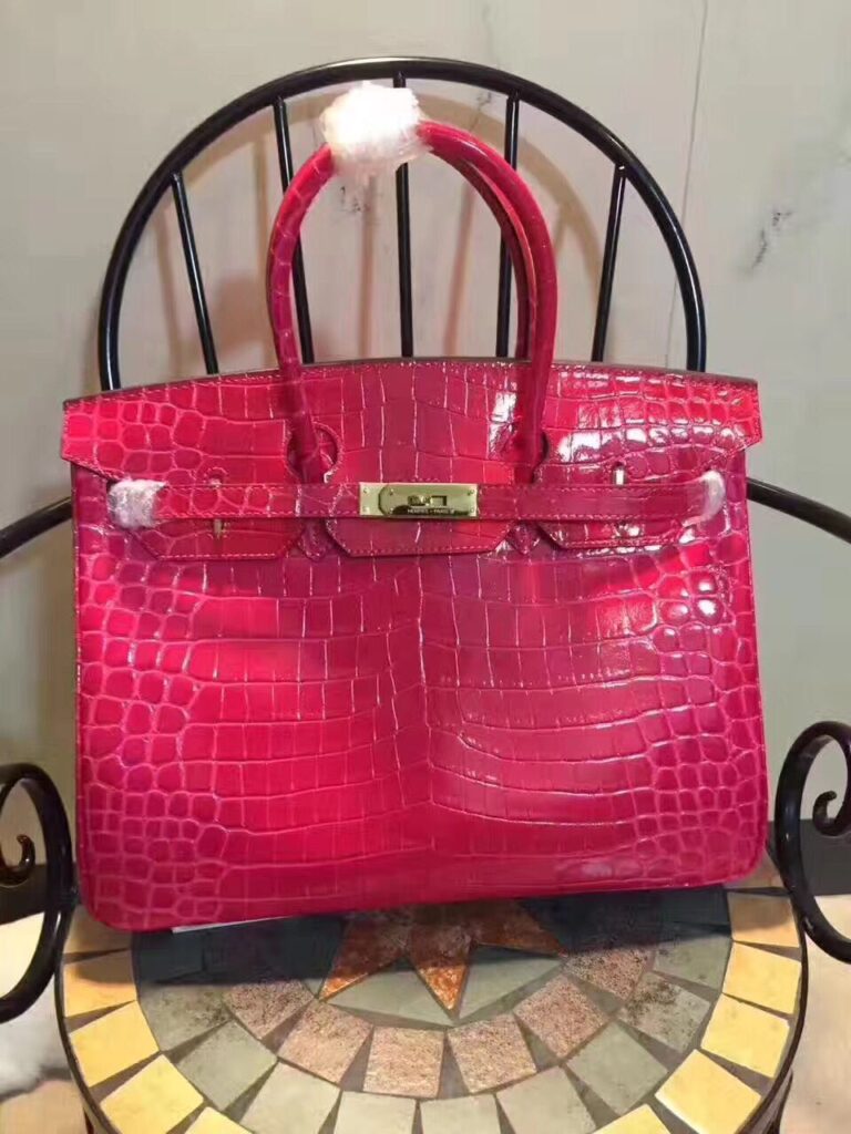 Hermes Birkin 35cm Crocodile Leather Handbag Peach Blossom Gold | Studio Nafay