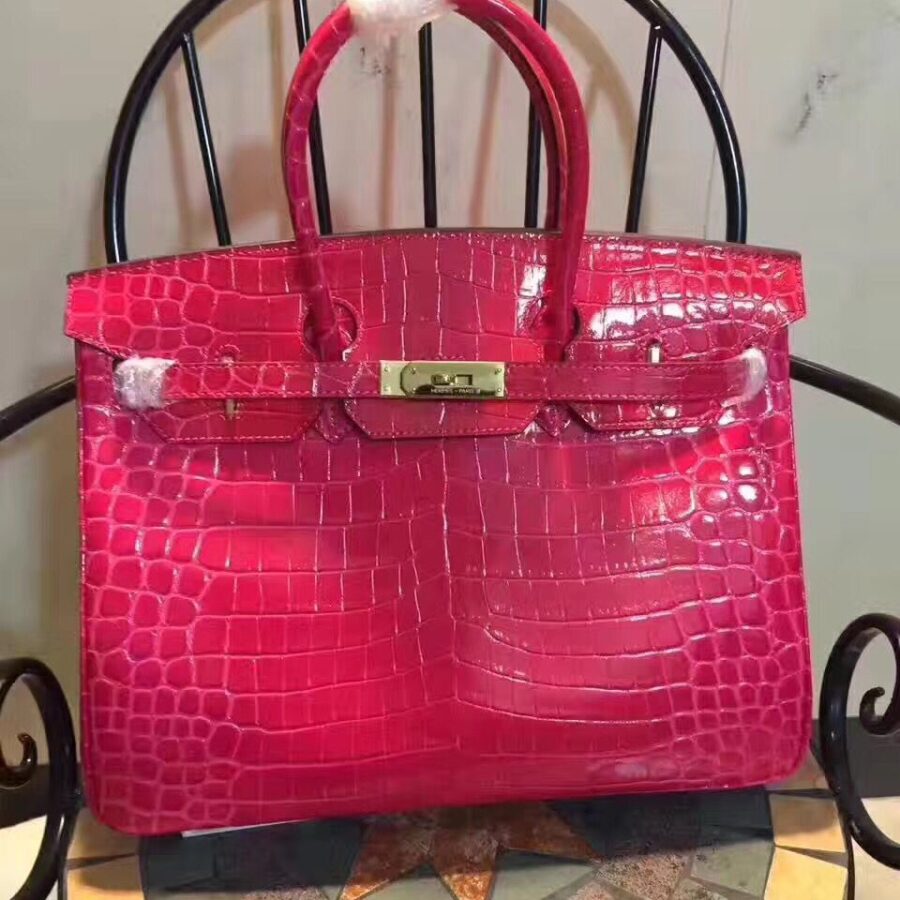 Hermes Birkin 35cm Crocodile Leather Handbag Peach Blossom Gold | Studio Nafay