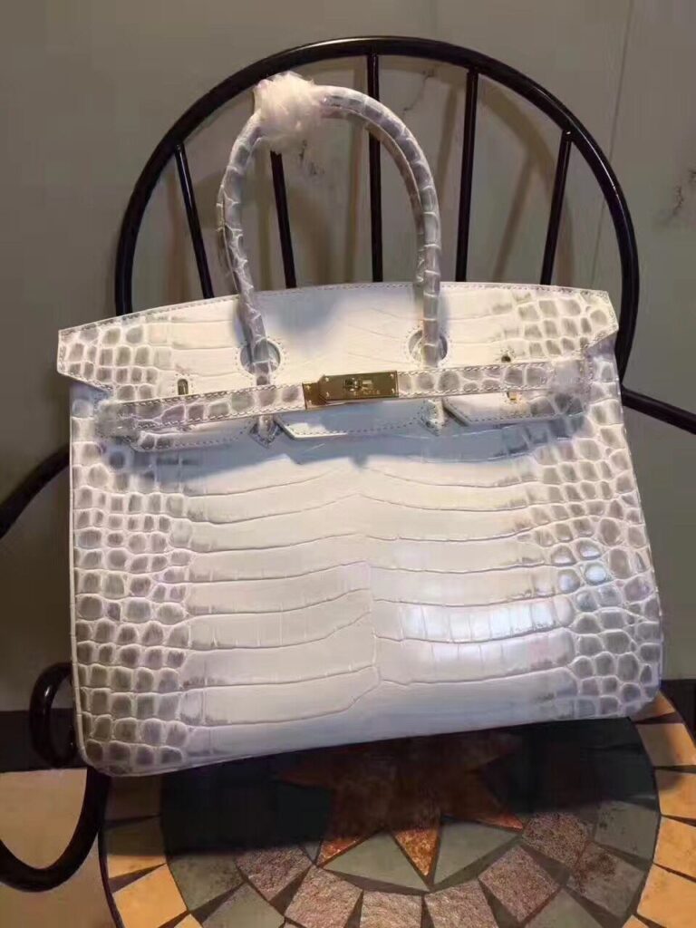 Hermes Birkin 35cm Crocodile Leather Handbag White Gold | Studio Nafay