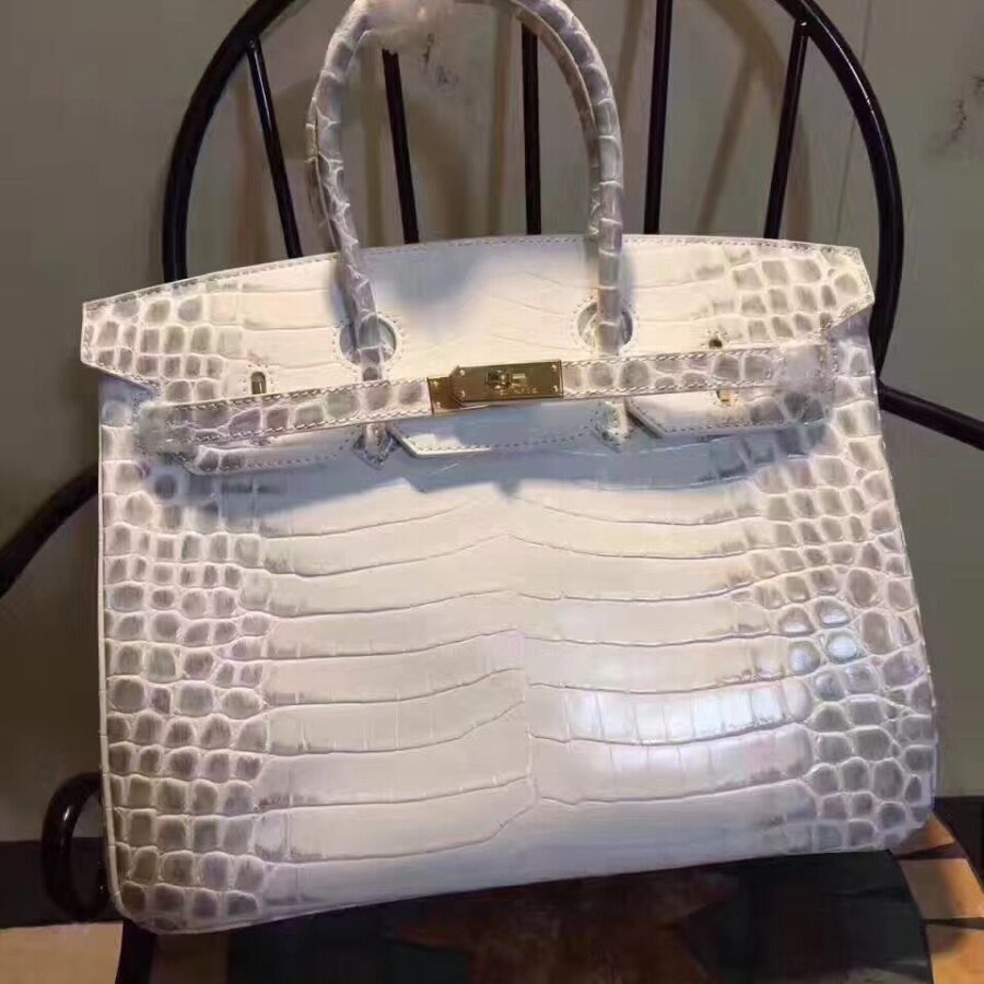 Hermes Birkin 35cm Crocodile Leather Handbag White Gold | Studio Nafay