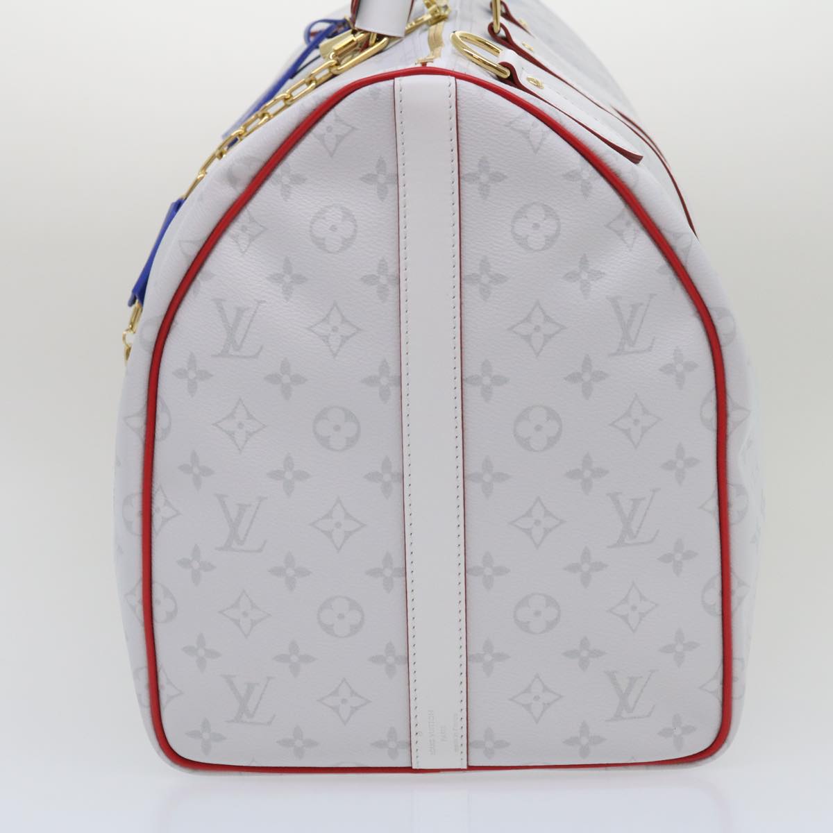 LOUIS VUITTON Monogram Keepall 55 Boston Bag White LVxNBA Auth hs1077A