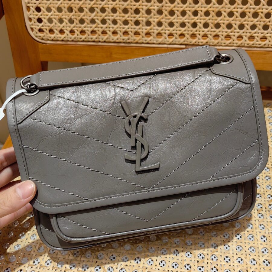 YSL Niki Baby Bag Gray Calfskin 338884 | Studio Nafay