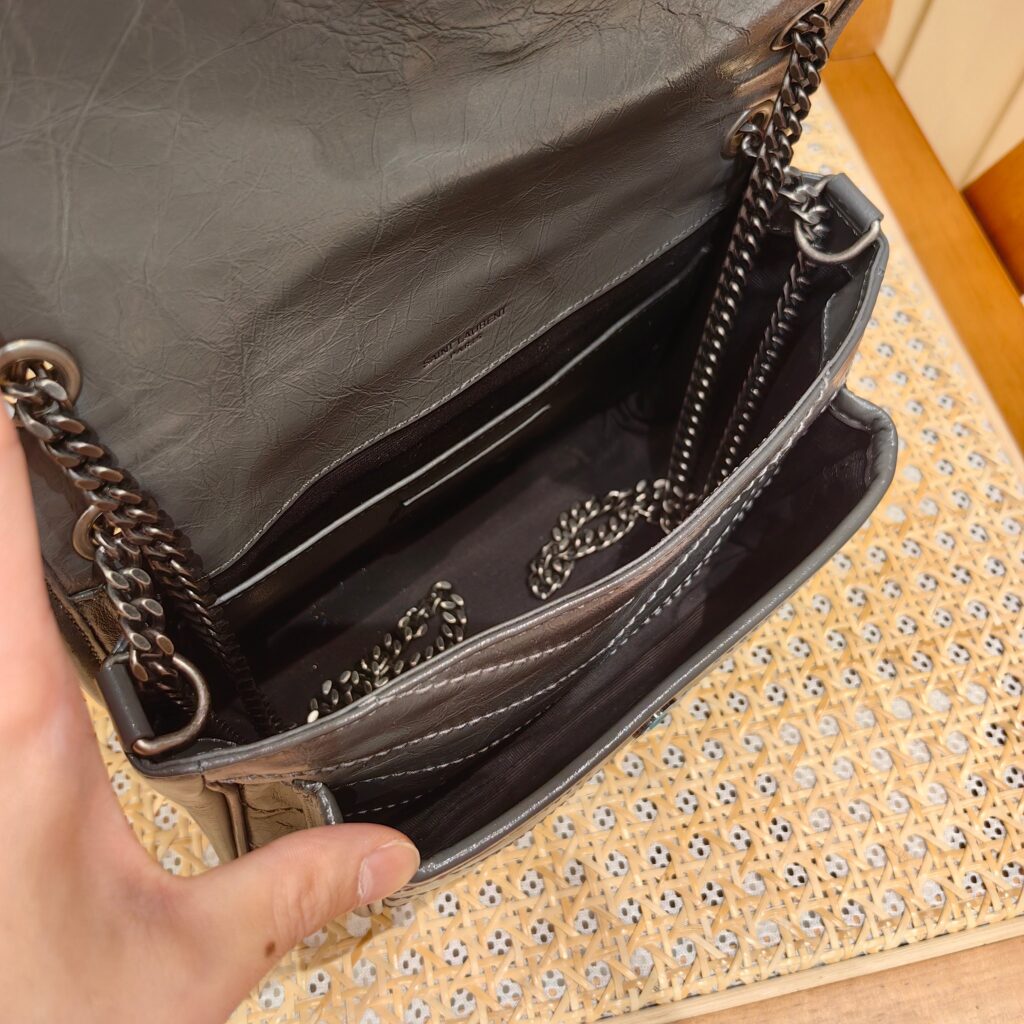 YSL Niki Baby Bag Dark Gray Calfskin 338892 - Product Image 2