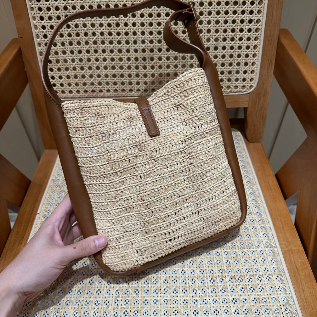 YSL Bag 22cm Brown Beige Raffia Cowhide - Product Image 2