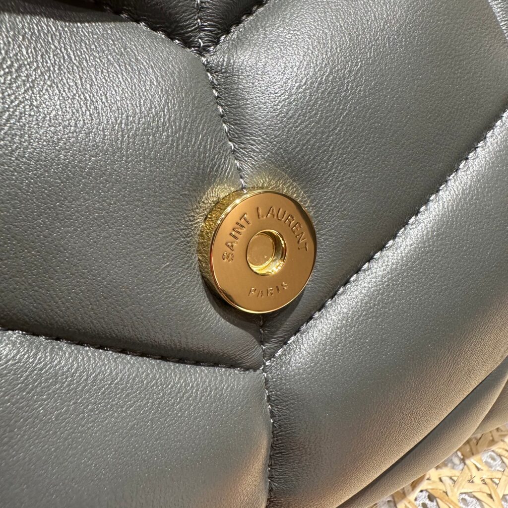 YSL Loulou Puffer Quilted Bag Gray Gold Lambskin 338800 - Product Image 2