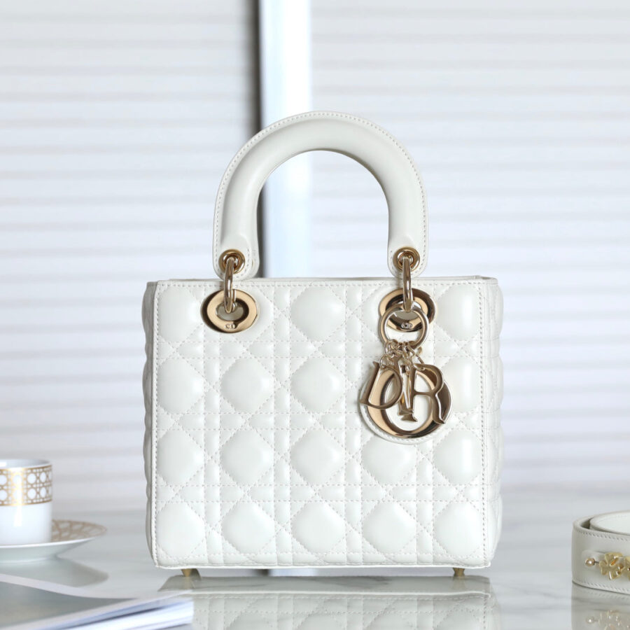 CD Lady Dior 20 Bag White Lambskin | Studio Nafay