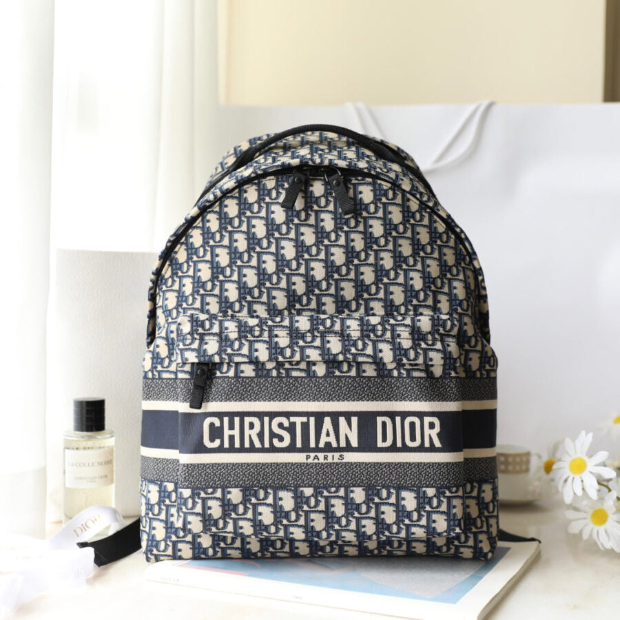 CD Monogram Backpack Blue Beige Canvas | Studio Nafay