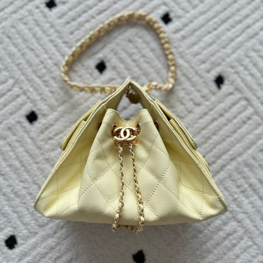 Chanel 25 Hobo Bag 22cm Light Yellow Calfskin 286180 | Studio Nafay