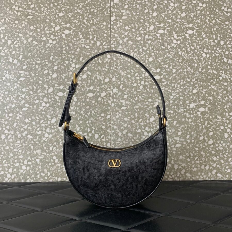 VA GARAVANI VLOGO mini HOBO bag black calfskin 566882 | Studio Nafay