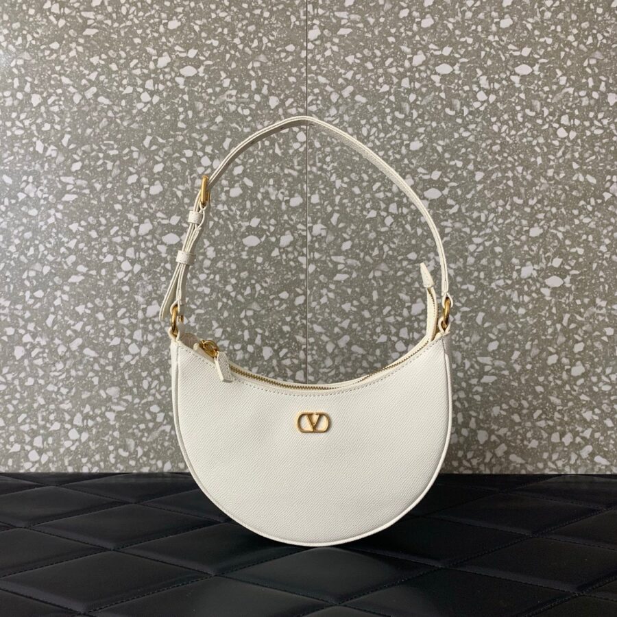 VA GARAVANI VLOGO mini HOBO bag white calfskin 566878 | Studio Nafay