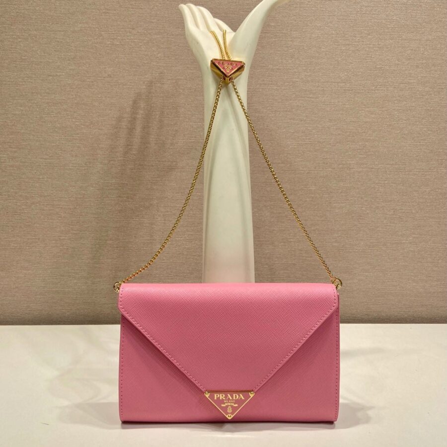 PRA Cross pattern envelope bag pink leather 341153 | Studio Nafay