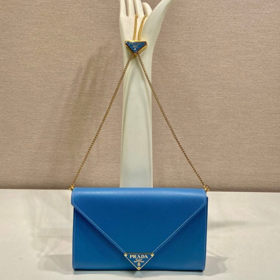 PRA Cross pattern envelope bag blue leather 341158 | Studio Nafay