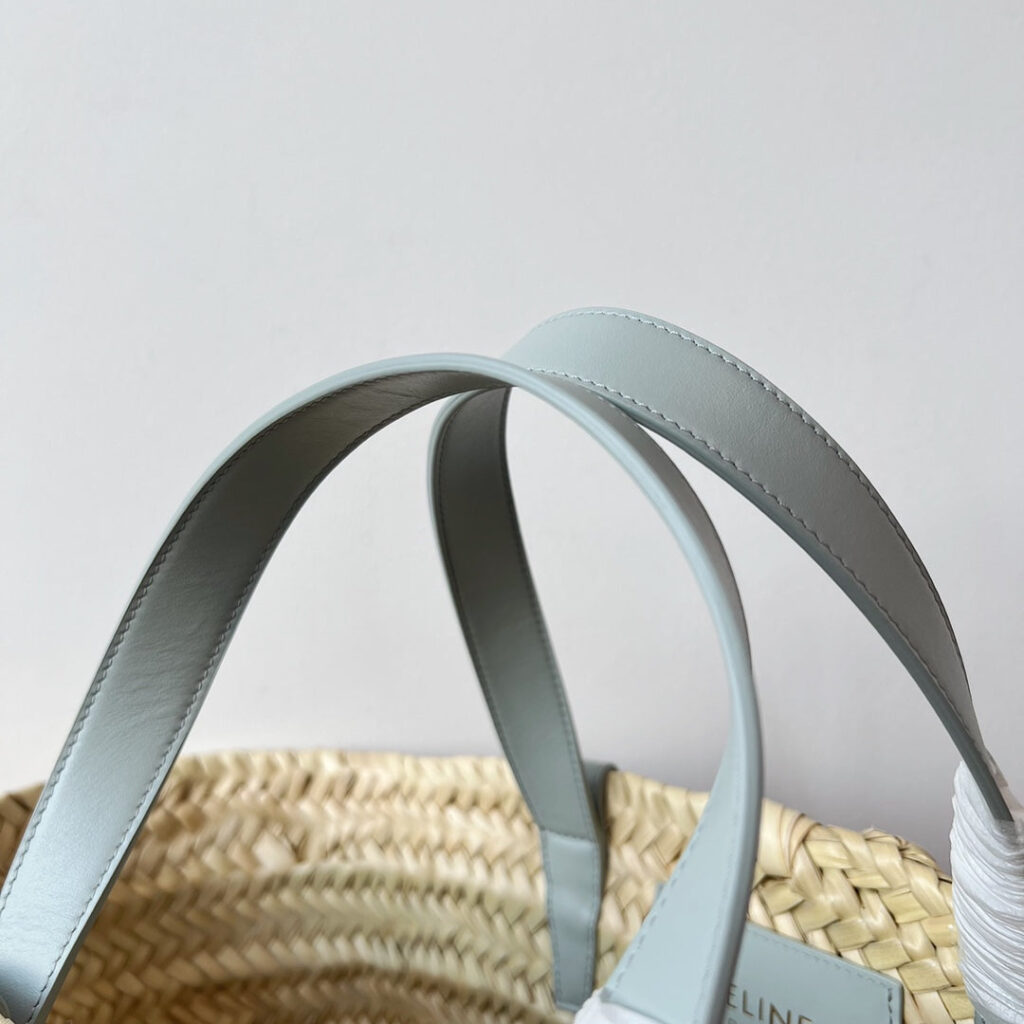 teen supple classic panier 21cm raffia cloud blue calfskin - Product Image 2