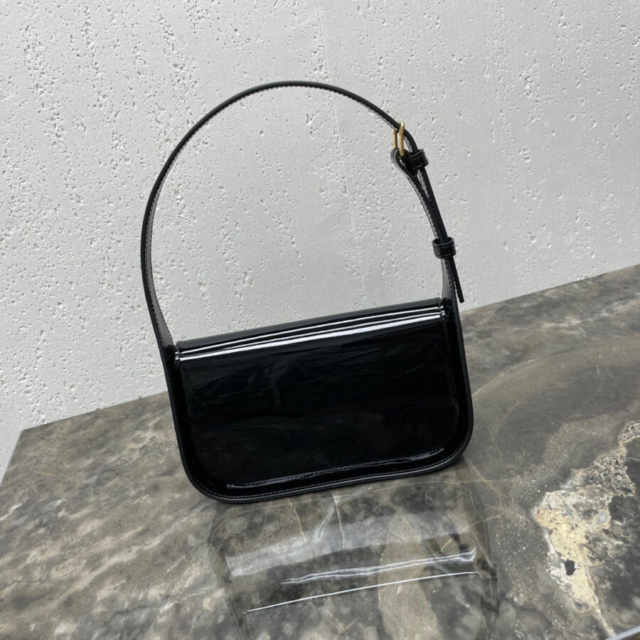 SHOULDER 20 BAG TERENCE IN BLACK PATENT CALFSKIN | Studio Nafay