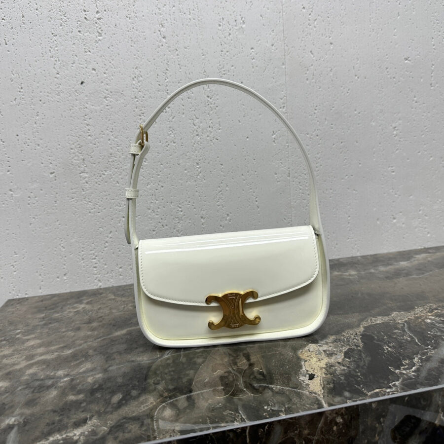 SHOULDER 20 BAG TERENCE IN WHITE PATENT CALFSKIN | Studio Nafay