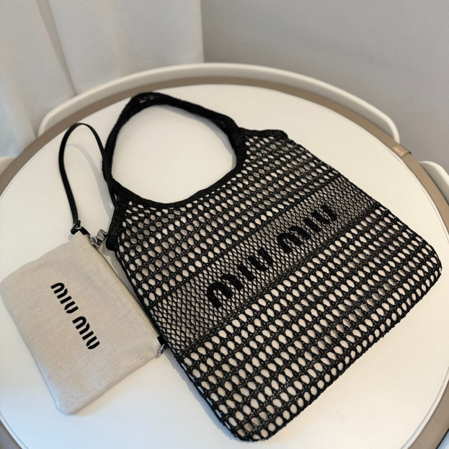 Miu' beach tote bag black canvas | Studio Nafay