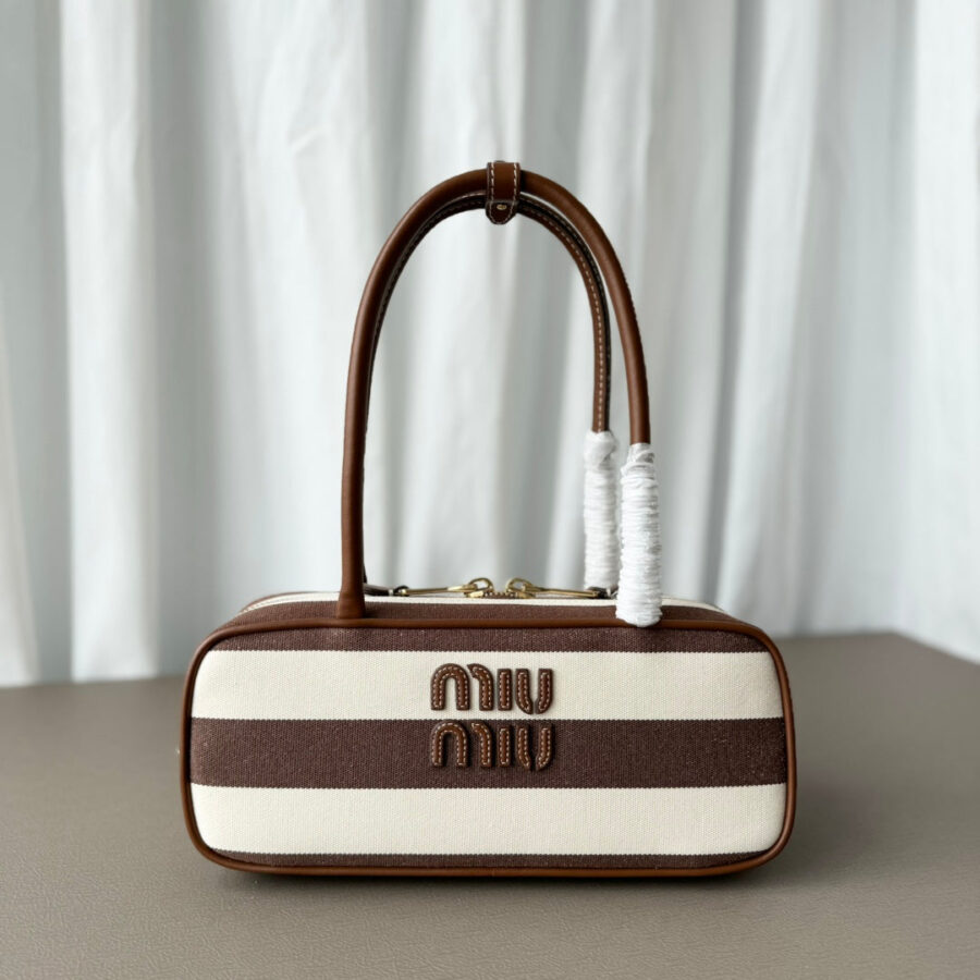 Miumiu large shoulder bag striped canvas | Studio Nafay