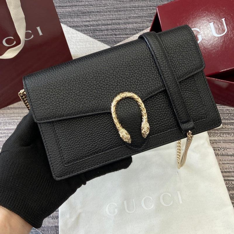 GG Dionysus Chain bag 20cm Black Grained Leather 339611 | Studio Nafay