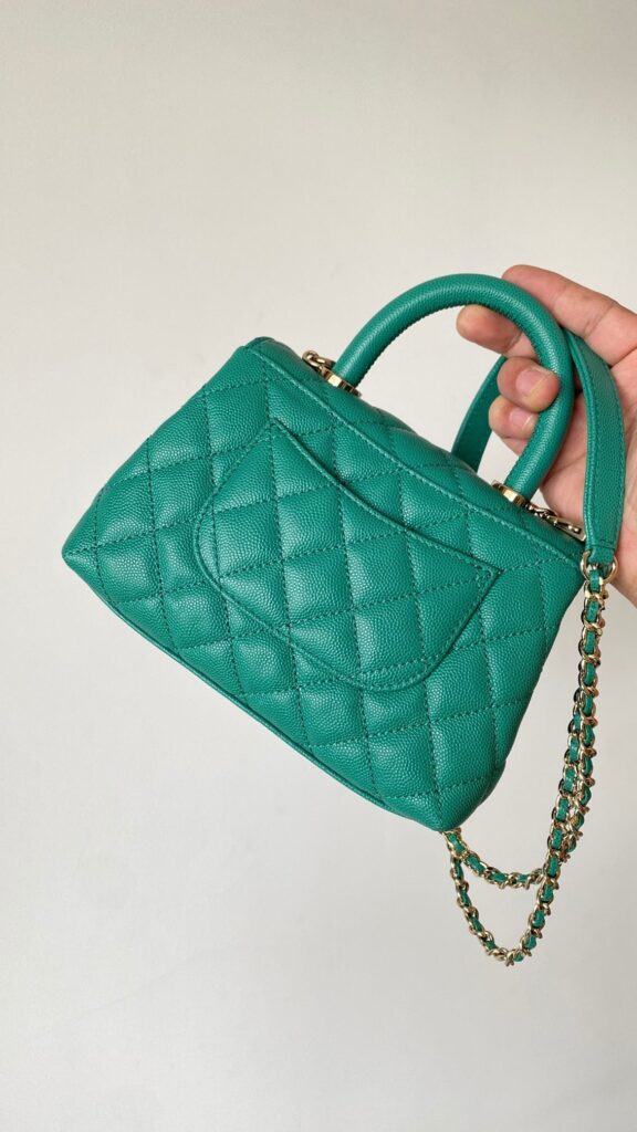 CC 25s Handle Bag 19 Pink Leather Green Caviar Gold Hardware - Product Image 2
