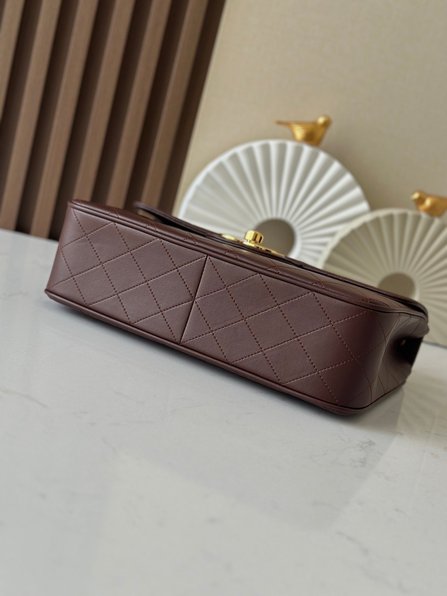 CC Flap Bag 30cm Brown Gold Lambskin 298108
