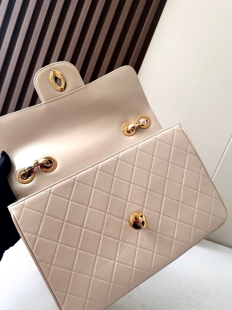 CC Flap Bag 30cm Apricot Gold Lambskin 298106 | Studio Nafay
