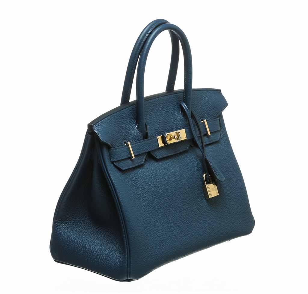 HermesBirkin 30 Bleu Prusse Togo Bag