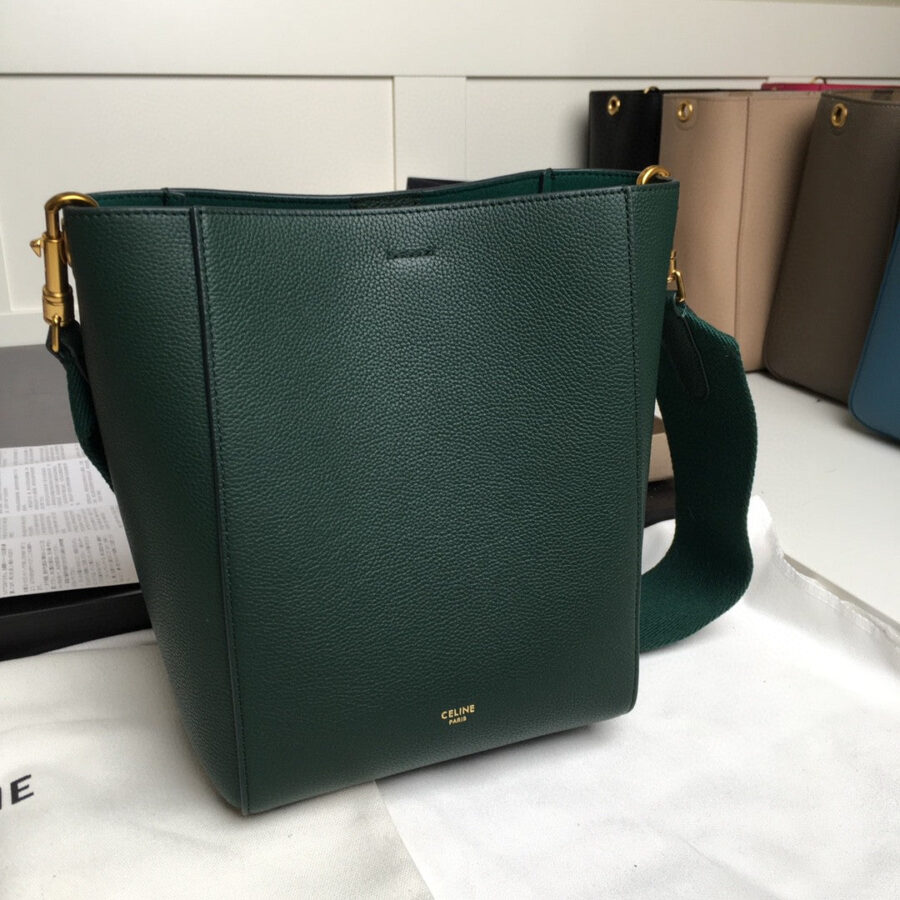 SANGLE SEAU BUCKET 24 BAG GREEN FOREST CALFSKIN | Studio Nafay