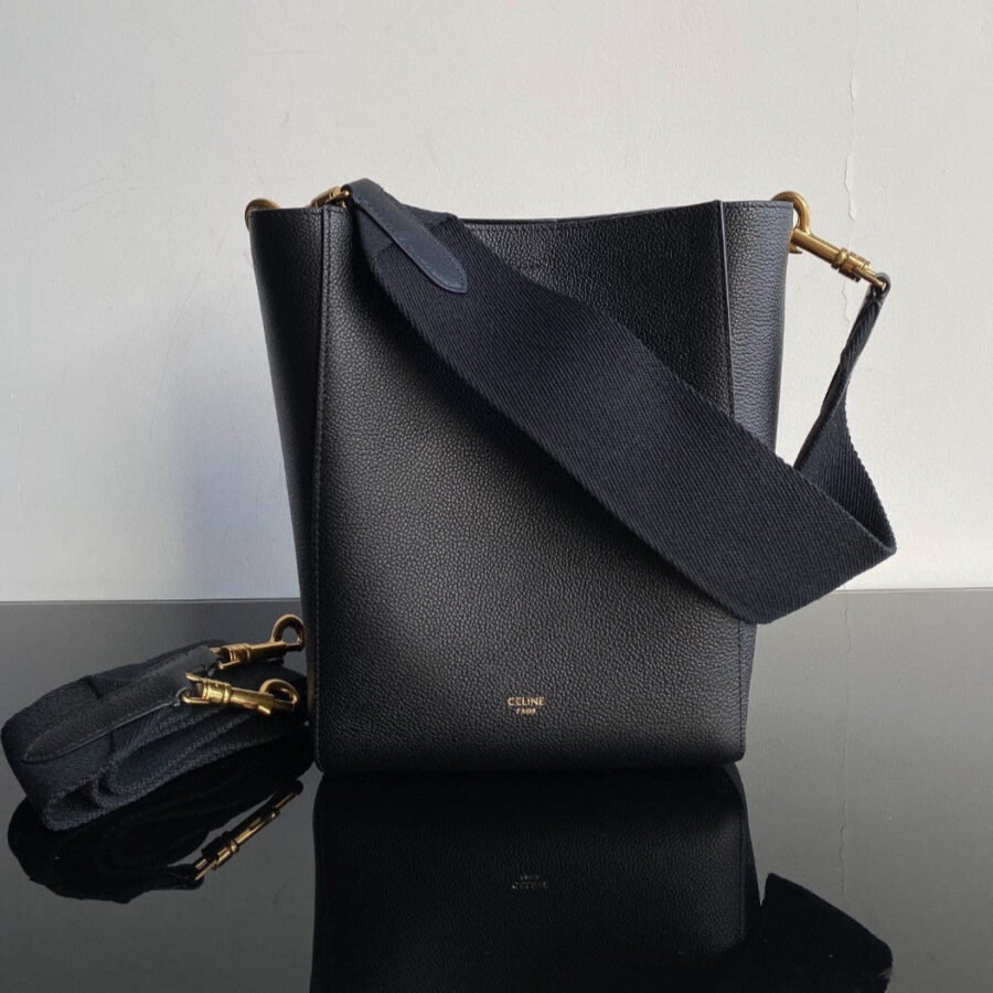 SANGLE SEAU BUCKET 24 BAG BLACK CALFSKIN | Studio Nafay