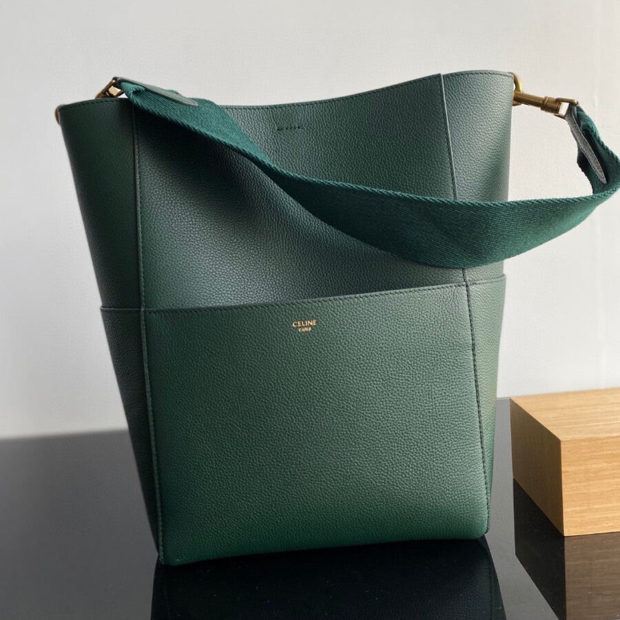 SANGLE SEAU BUCKET 33 BAG GREEN FOREST CALFSKIN | Studio Nafay