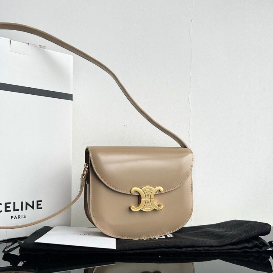 TRIOMPHE 15 Cream Gray Calfskin Handbag | Studio Nafay