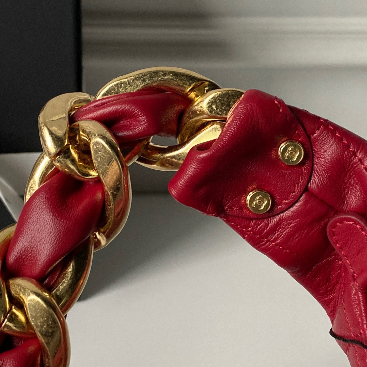 CC Hobo Bag Red Calfskin Gold Hardware 298484
